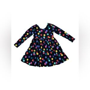 Hanna Andersson Size 100, 4, Long Sleeve Skater Dress in Black Colorful Confetti